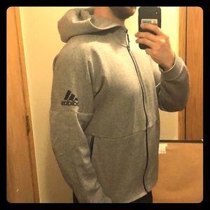 Gray adidas zip up hoodie sz XL